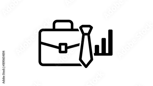 Business Briefcase Tie and Bar Chart Icon.