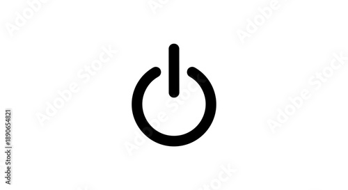 Simple Black Power Button Symbol on White Background.