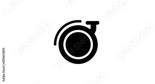 Black and white icon of a measuring tape coiled.