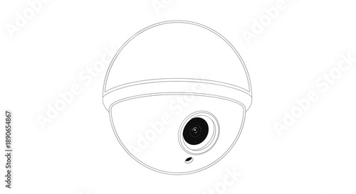 Illustration of a modern dome security camera with lens.