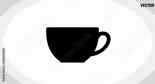 Simple Black Silhouette of a Coffee Cup Icon 1.