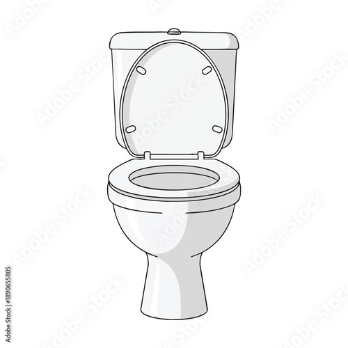 Simple Toilet Illustration with Open Lid