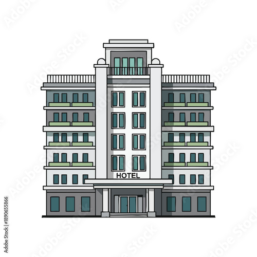 Modern Multi Story Hotel Building Illustration