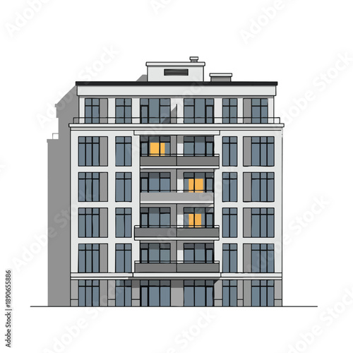 Modern Apartment Building Illustration