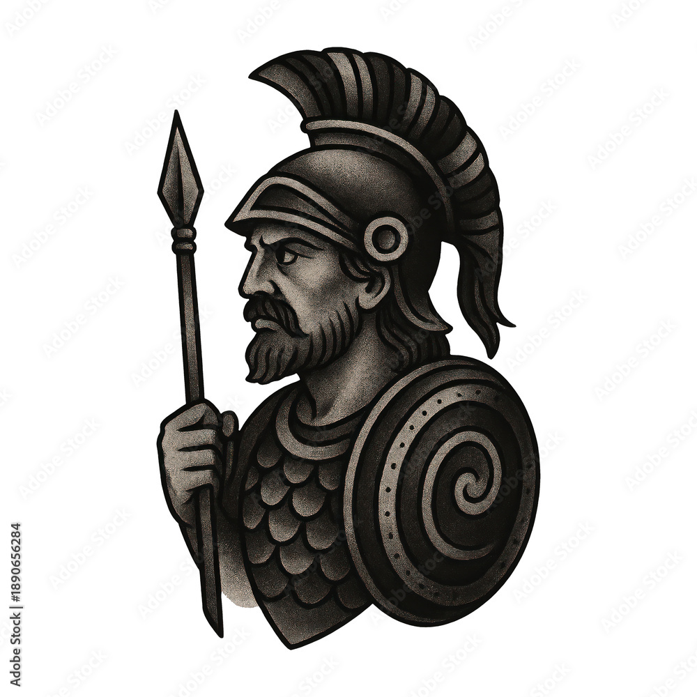 Fototapeta premium PNG Ancient warrior holding spear