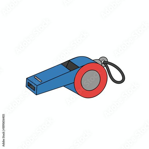 Blue Whistle with Red Mouthpiece Illustration
