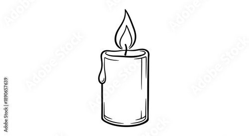 Illustration of a Lit Candle with Dripping Wax.