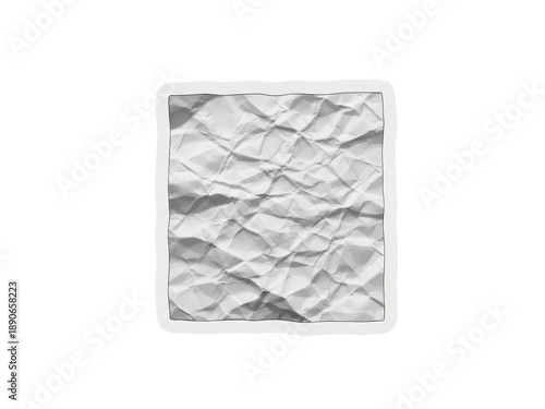 Crumpled white paper texture with transparent background on transparent background