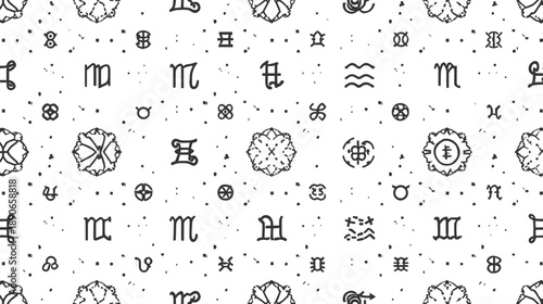 Zodiac signs symbols astrology background pattern