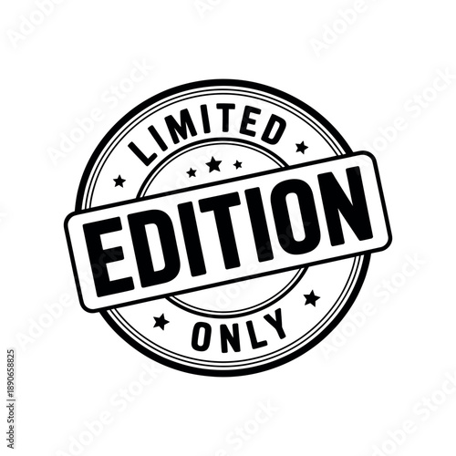 A black and white illustration of a limited edition stamp on a white background