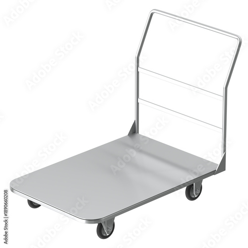 Foto Modern metal platform trolley with handle and wheels for easy transport of goods