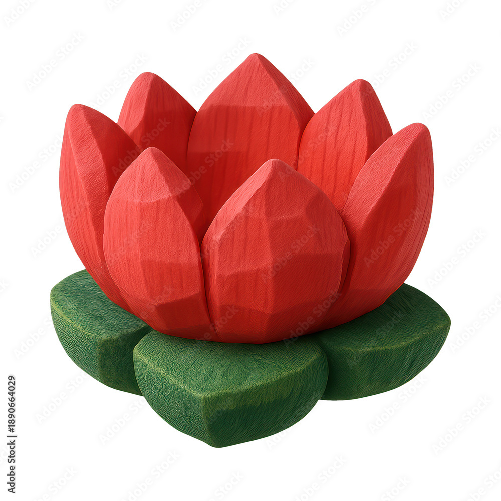 Fototapeta premium PNG Vibrant wooden lotus flower illustration.