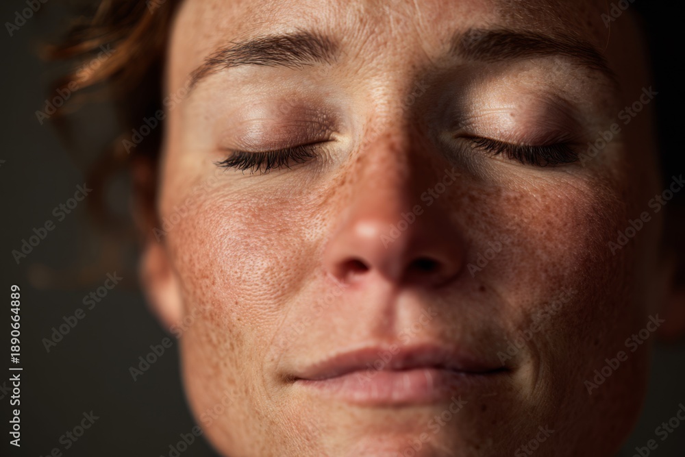 Obraz premium Close-up portrait of a professional taking a slow calming breath