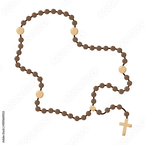 Catholic Rosary Vector | Rosary Illustration Made of Wooden Beads