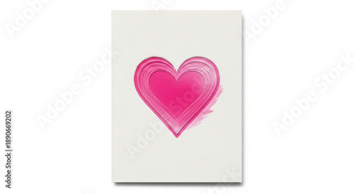 Layered Pink Heart Cutout on Textured White Paper, Love Concept Background for Valentine's