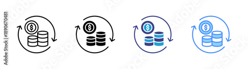 Cash Flow icon set multiple style collection