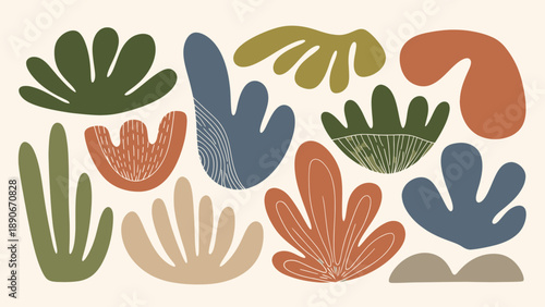 Abstract Organic Shapes and Botanical Elements Collection.