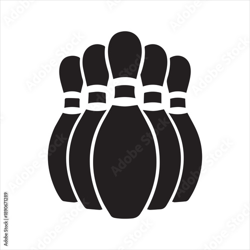 Bowling Pins Icon – Silhouette Vector of Classic Bowling Pin Set in Flat Design