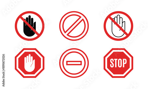 Free Download Prohibition No Entry Stop Hand Sign Vector Set - GFXLoad