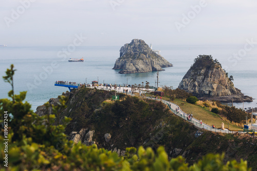 Konstfotografi Oryukdo Islands landscape, Busan, South Korea, with Skywalk observation deck and