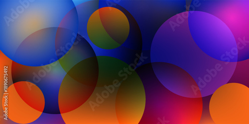 3D colorful abstract background overlap layer on dark space with circles effect decoration. Modern graphic design element cutout style concept for web banner, art, flyer, card, or brochure cover