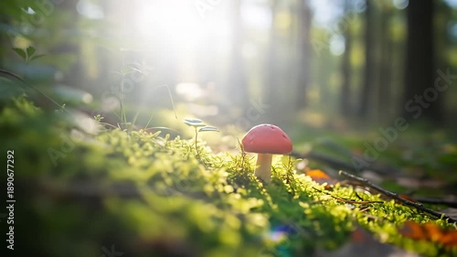 Enchanting Forest Mushroom - A Glimpse into Natures Beauty.
