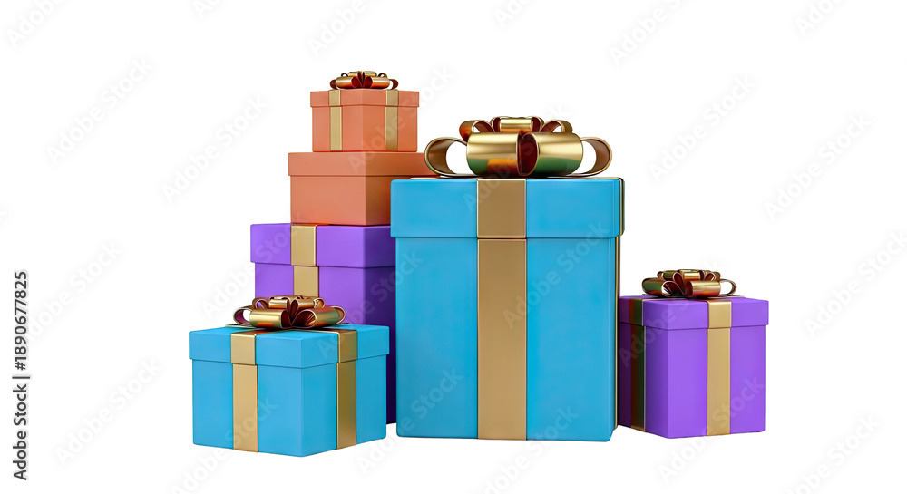 Obraz premium Colorful gift boxes with gold ribbons