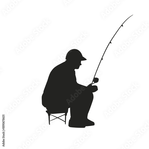 silhouette of a man fishing