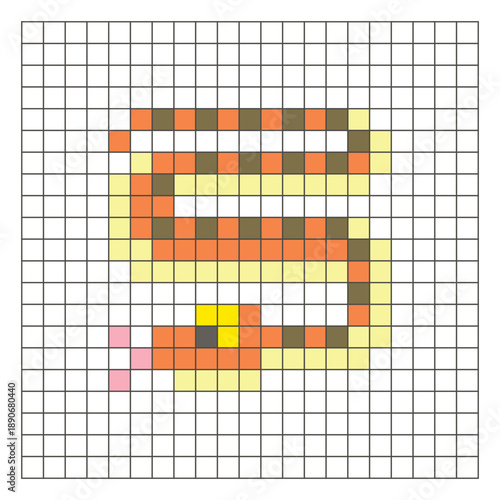 A flat pixel design made of geometric square color blocks on a clean grid layout. Pixel art python