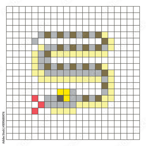 A flat pixel design made of geometric square color blocks on a clean grid layout. Pixel art python