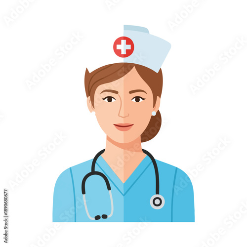 Friendly Female Nurse Cartoon Character