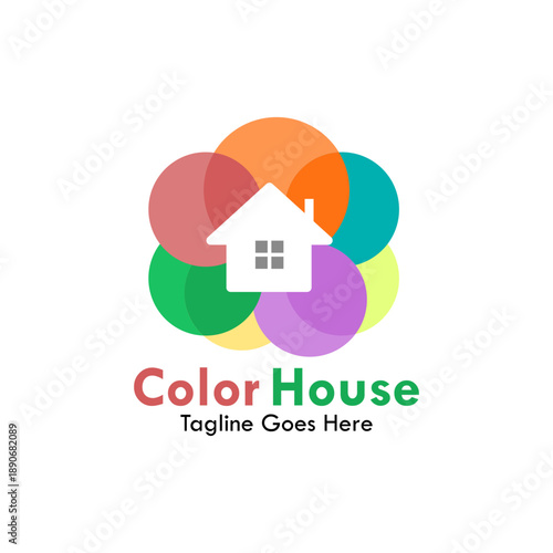 Color house design logo template illustration