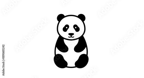 Cute Cartoon Panda Bear Sitting Illustration.