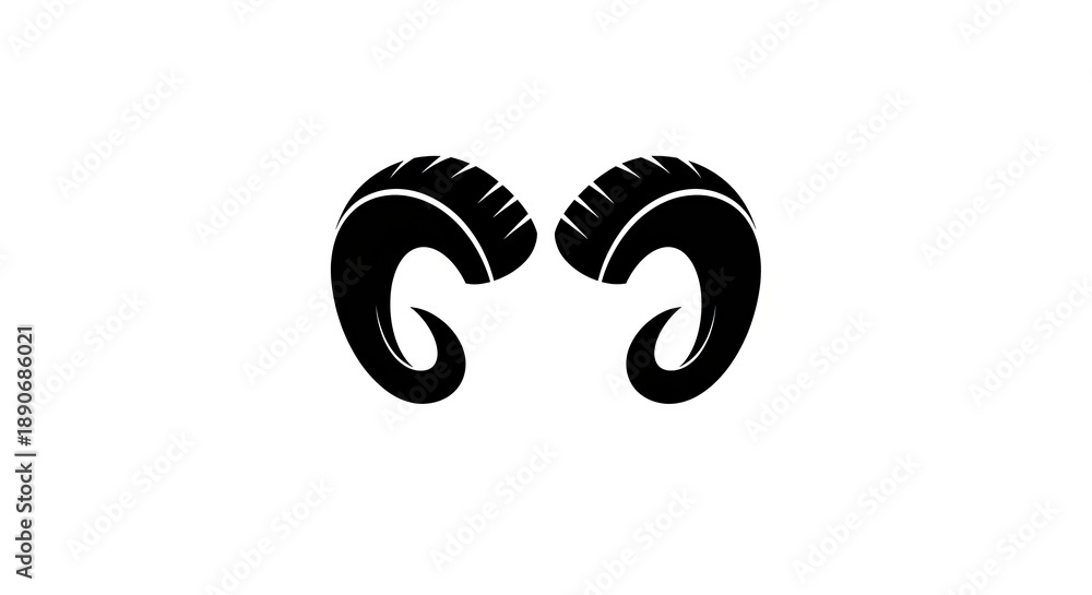 © ariss - Ram Horns - A Symbol of Strength and Determination in Black and White.