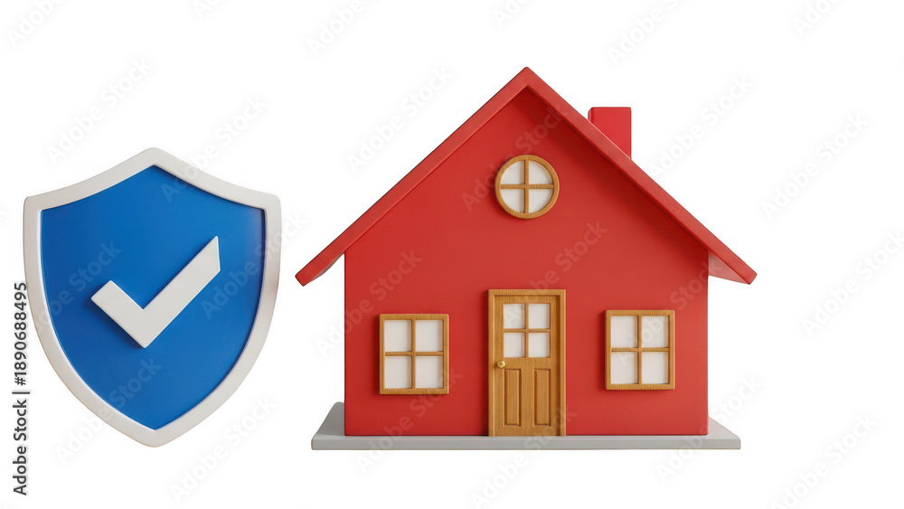 Fototapeta premium Secure home with shield