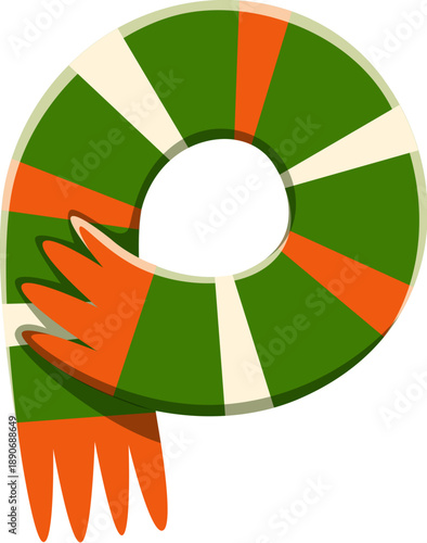 St Patricks font typeset irish scarf letter P. Spring holiday alphabet vector sign, Irish folk font element. Saint Patrick type letter or March celebration symbol with scarf in colors of Irish flag