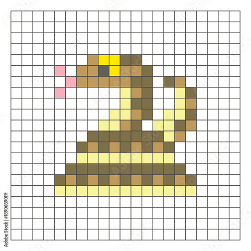 A flat pixel design made of geometric square color blocks on a clean grid layout. Pixel art python