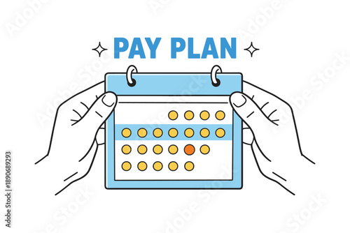 Pay plan concept: hand-held calendar with payment dates highlighted
