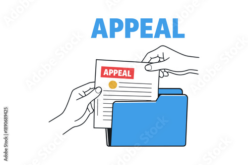Hands exchanging appeal document over folder