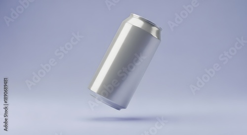 Silver Aluminum Beverage Can Mockup on Neutral Background