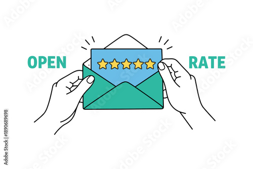 Increasing email open rate with five-star engagement strategy concept