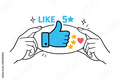 Social media engagement: like button and star ratings illustrated