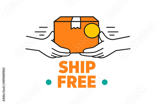 Hands offering free shipping box