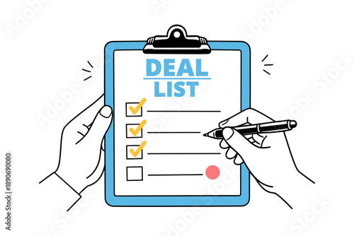 Hand holding checklist with completed tasks on clipboard