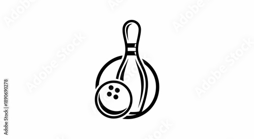 A bowling ball and pin illustration, symbolizing the sport of bowling, from a front viewpoint