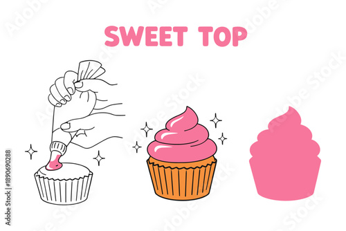 Cupcake decoration process: icing techniques and final sweet creations