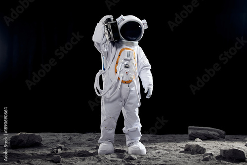 Canvastavla Astronaut Standing on Moon Surface with Radio