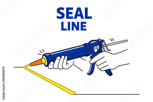 Manual caulking gun usage with yellow sealant line