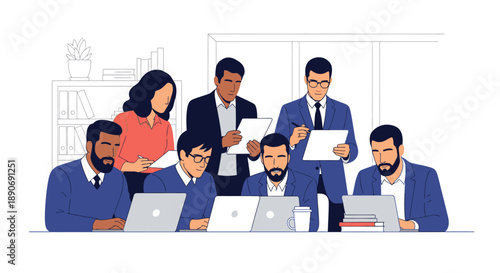 Business Professionals Working Together on Laptops.