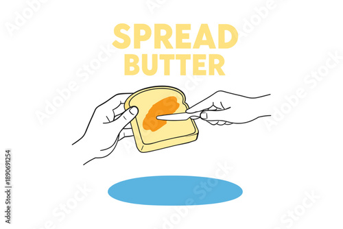 Hands spreading butter on bread with knife